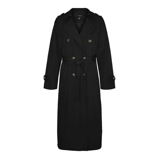 Vero Moda Black Polyester Trench Coat Vero Moda
