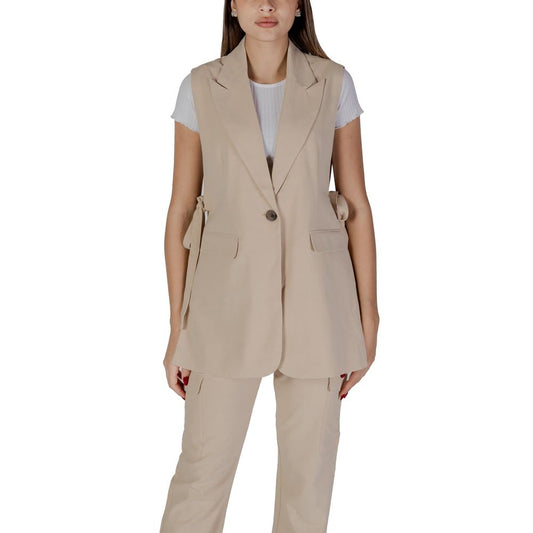 B.Young Beige Polyester Waistcoat B.Young
