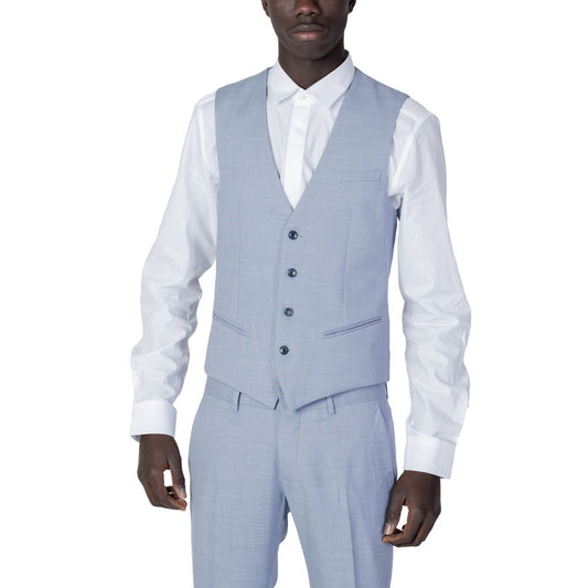 Antony Morato Blue Polyester Waistcoat Antony Morato