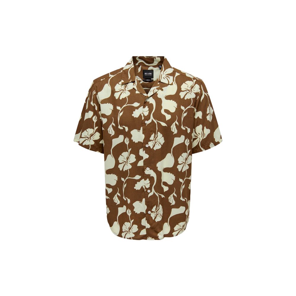 Only & Sons Brown Viscose Shortsleeve Only & Sons