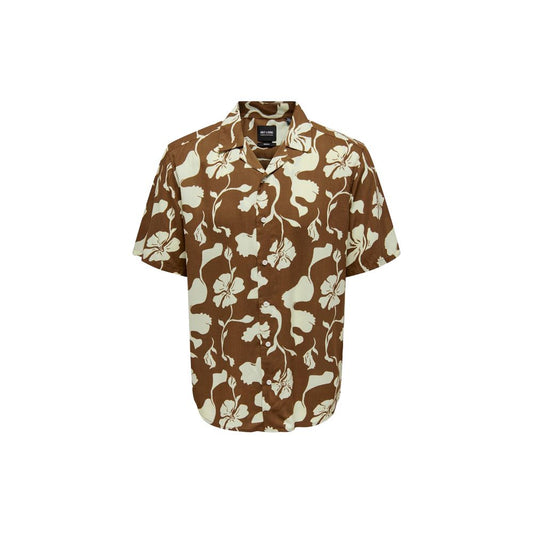 Only & Sons Brown Viscose Shortsleeve Only & Sons