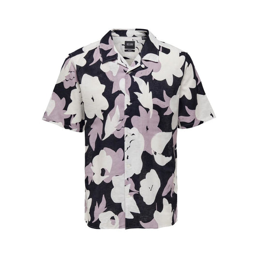 Only & Sons Purple Linen Shortsleeve Only & Sons