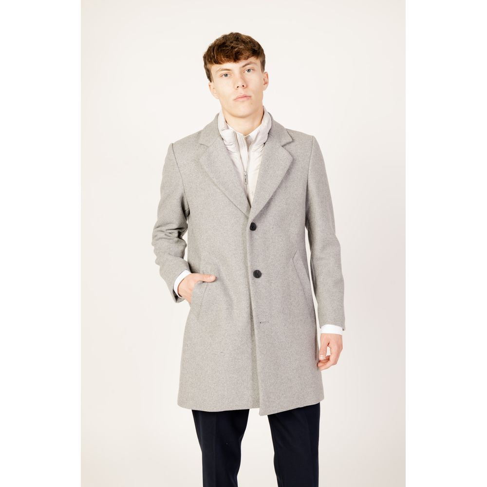 Antony Morato Gray Polyester Coat Antony Morato