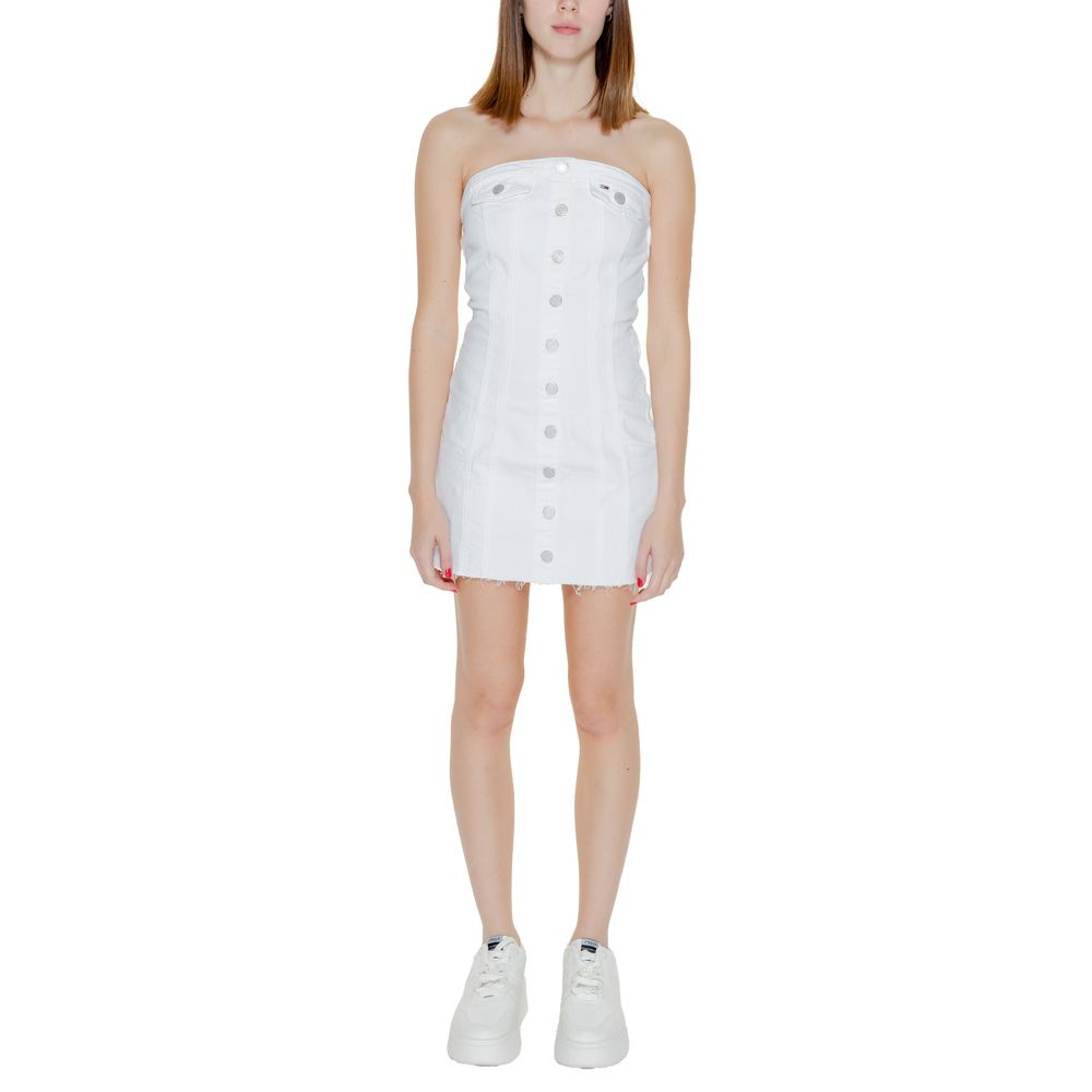 Tommy Hilfiger Jeans White Recycled Cotton Short Dress Tommy Hilfiger Jeans