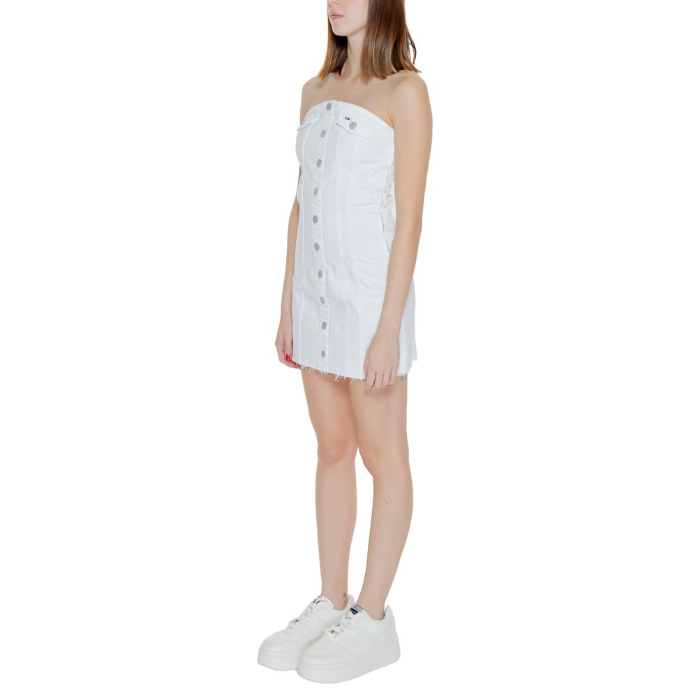 Tommy Hilfiger Jeans White Recycled Cotton Short Dress Tommy Hilfiger Jeans
