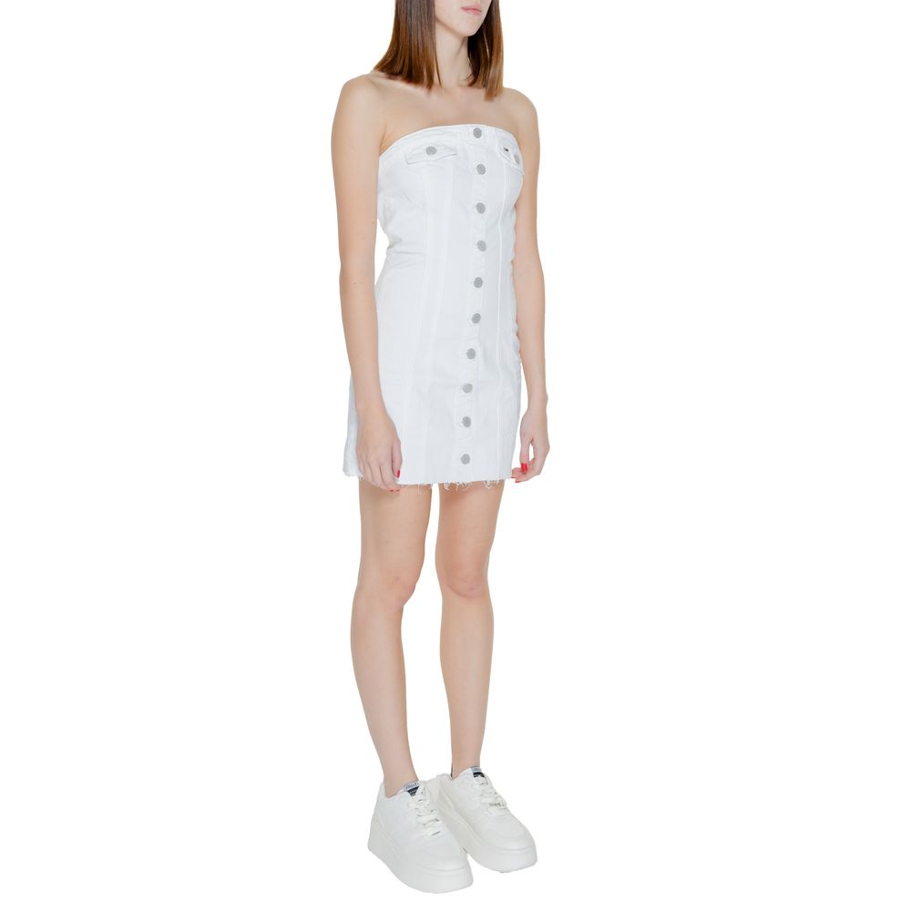 Tommy Hilfiger Jeans White Recycled Cotton Short Dress Tommy Hilfiger Jeans