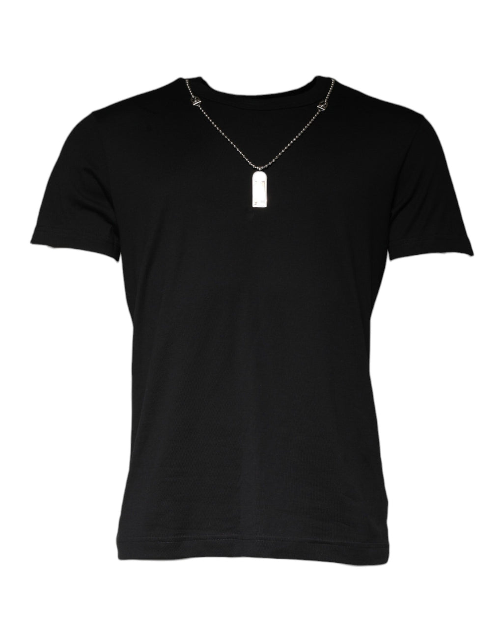 Dolce & Gabbana Black Cotton Necklace Embellished T-shirt - Eljoys Fashion 