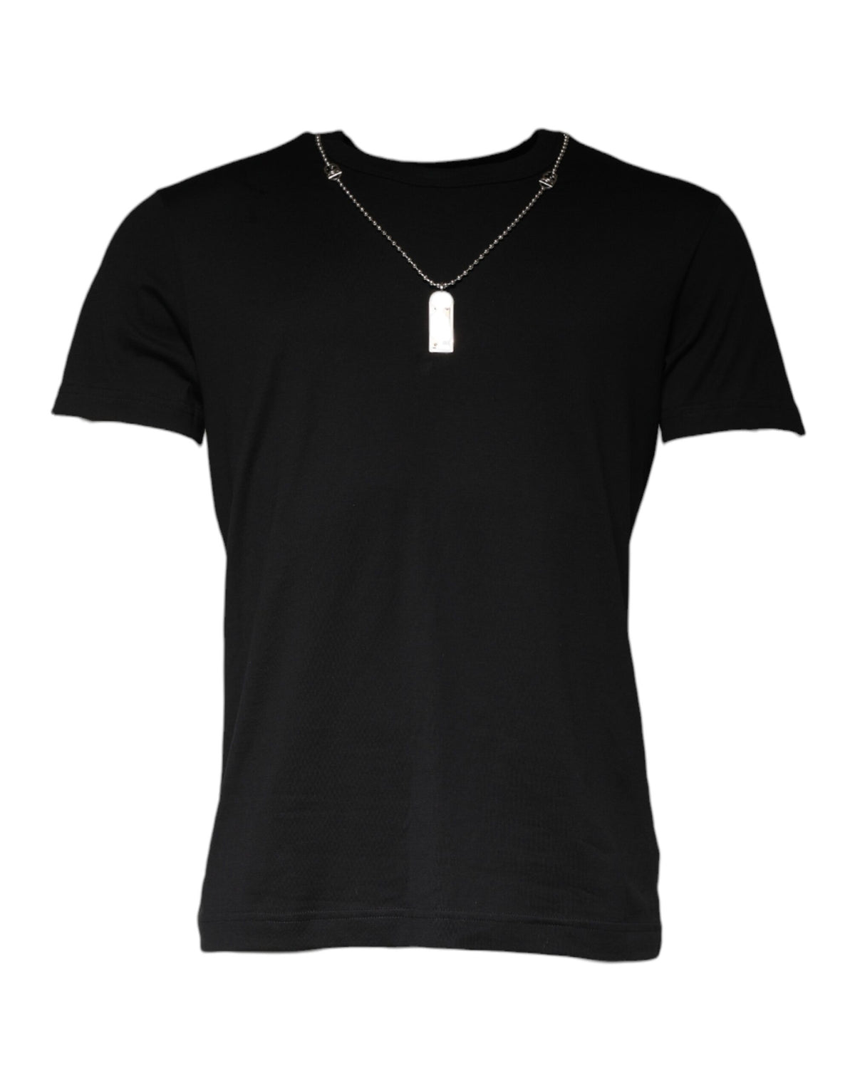 Dolce & Gabbana Black Cotton Necklace Embellished T-shirt - Eljoys Fashion 