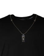 Dolce & Gabbana Black Cotton Necklace Embellished T-shirt - Eljoys Fashion 