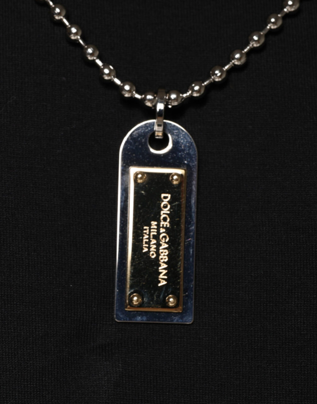 Dolce & Gabbana Black Cotton Necklace Embellished T-shirt - Eljoys Fashion 