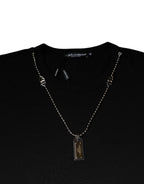 Dolce & Gabbana Black Cotton Necklace Embellished T-shirt - Eljoys Fashion 