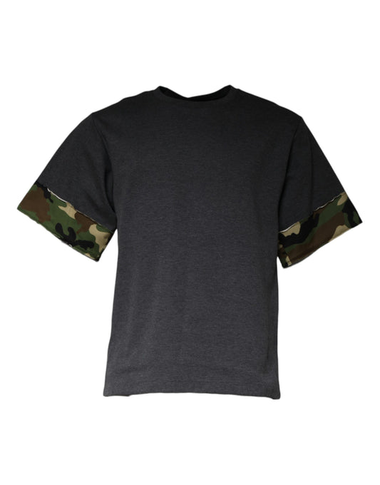 Dolce & Gabbana Dark Gray Camouflage Crew Neck T-shirt Dolce & Gabbana