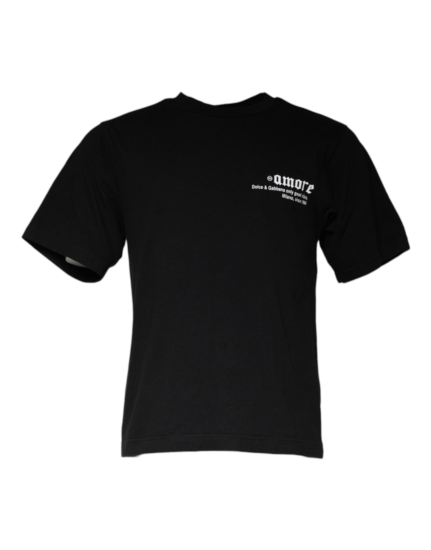 Dolce & Gabbana Black Amore Print Cotton Crew Neck T-shirt Dolce & Gabbana