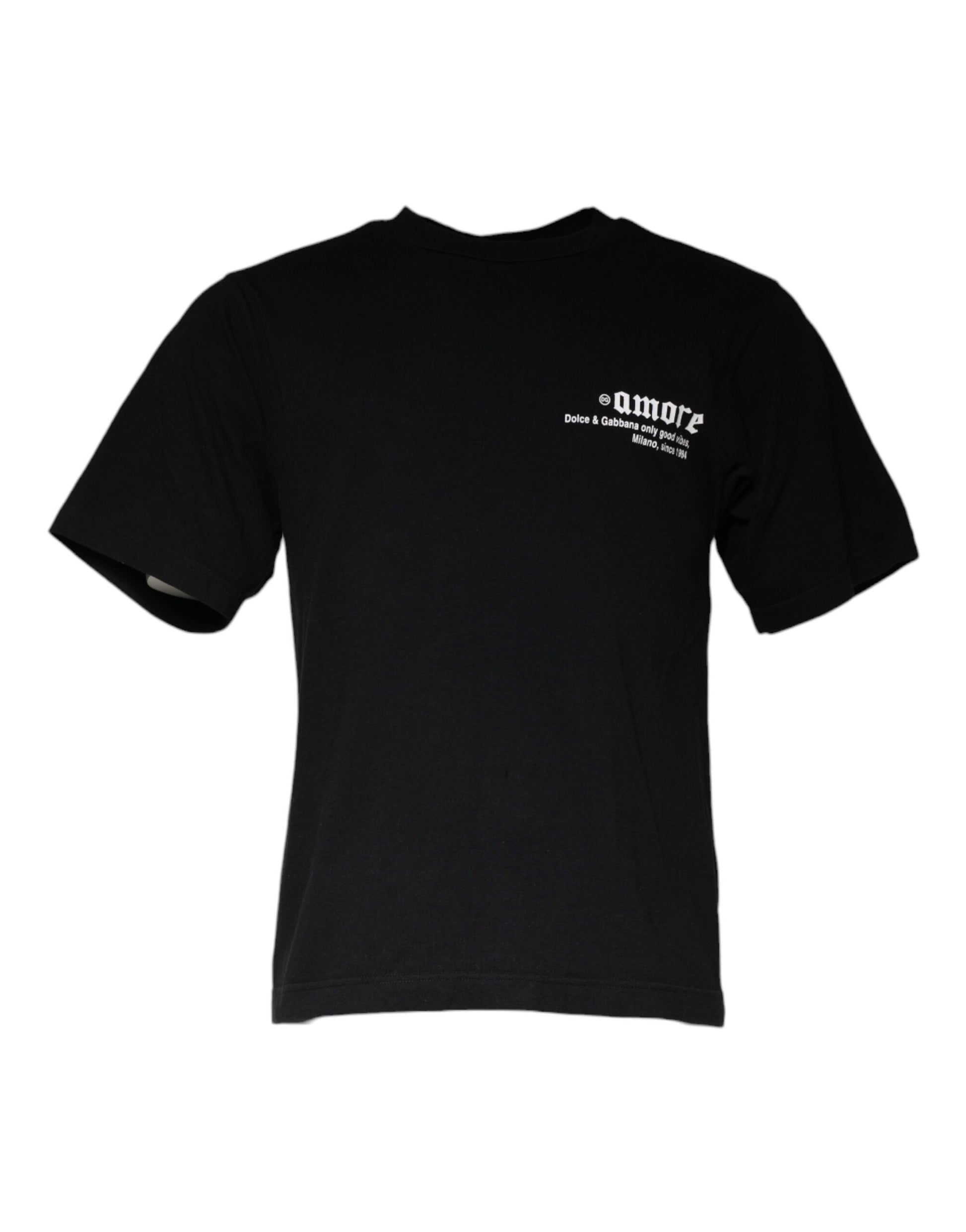 Dolce & Gabbana Black Amore Print Cotton Crew Neck T-shirt Dolce & Gabbana