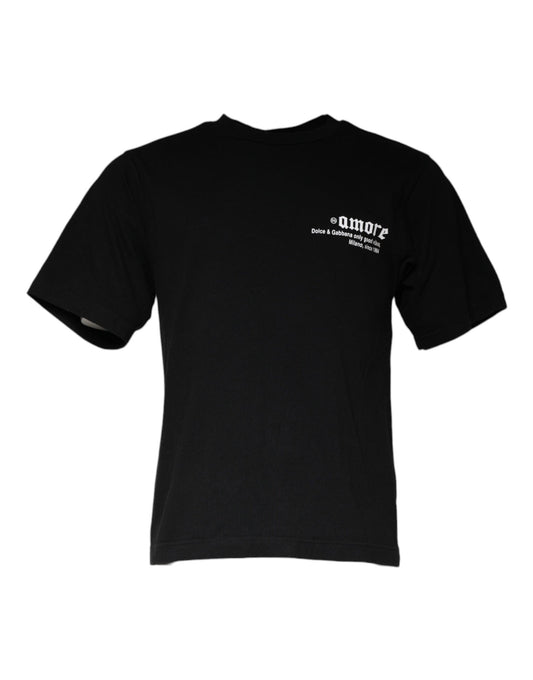 Dolce & Gabbana Black Amore Print Cotton Crew Neck T-shirt Dolce & Gabbana
