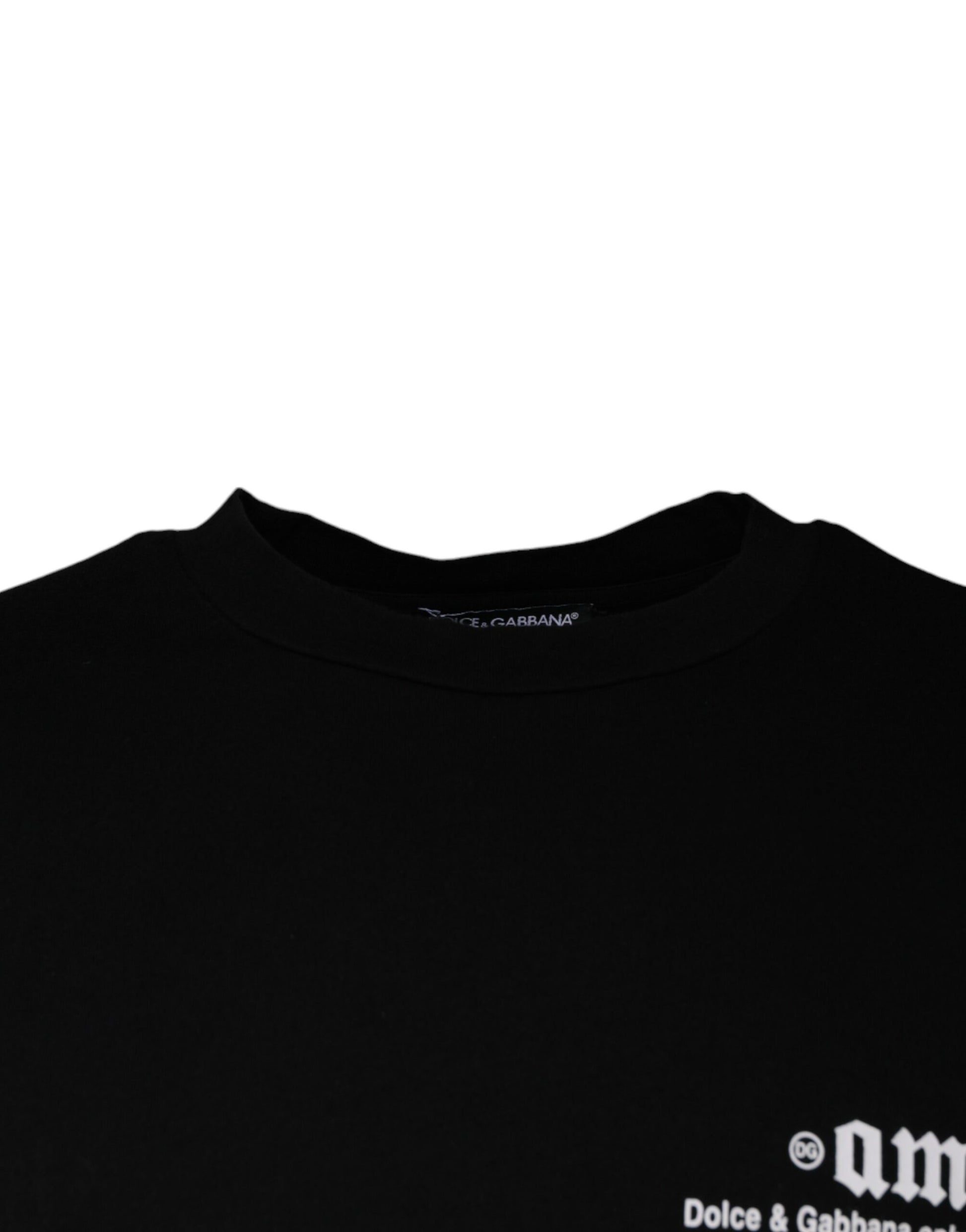 Dolce & Gabbana Black Amore Print Cotton Crew Neck T-shirt Dolce & Gabbana
