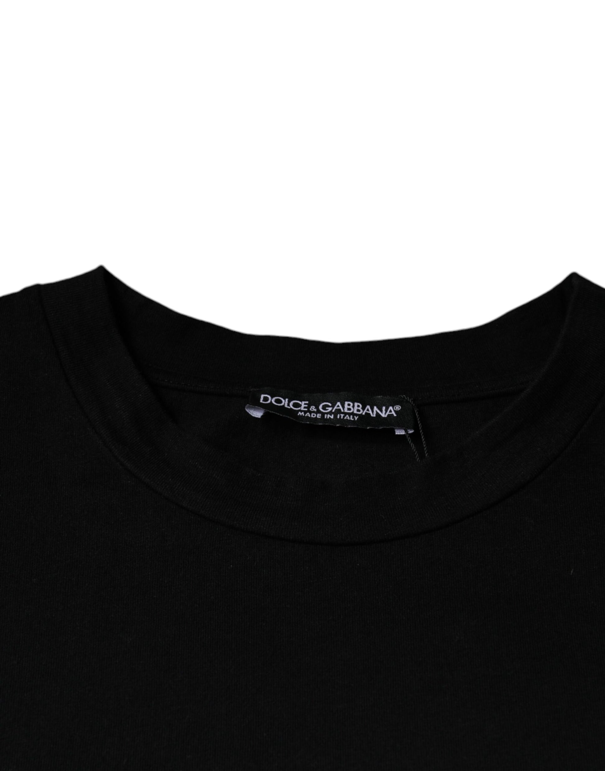 Dolce & Gabbana Black Amore Print Cotton Crew Neck T-shirt Dolce & Gabbana