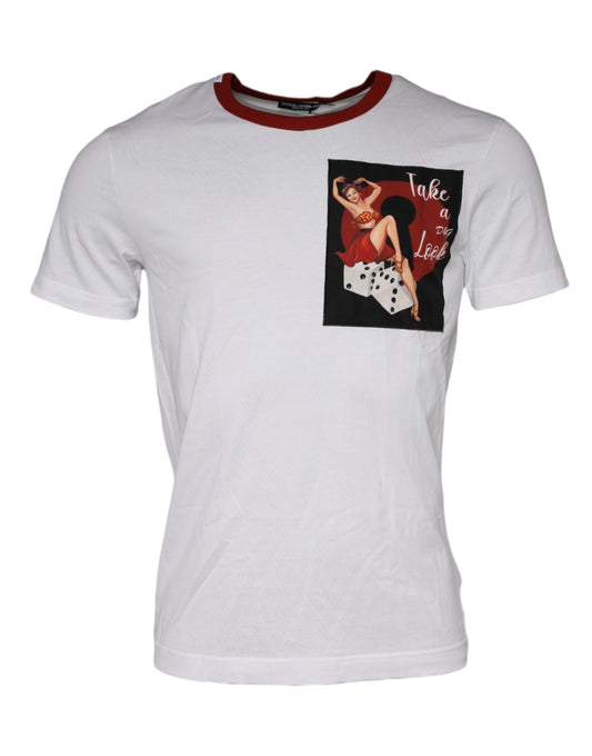 Dolce & Gabbana White Graphic Print Cotton Crew Neck T-shirt Dolce & Gabbana