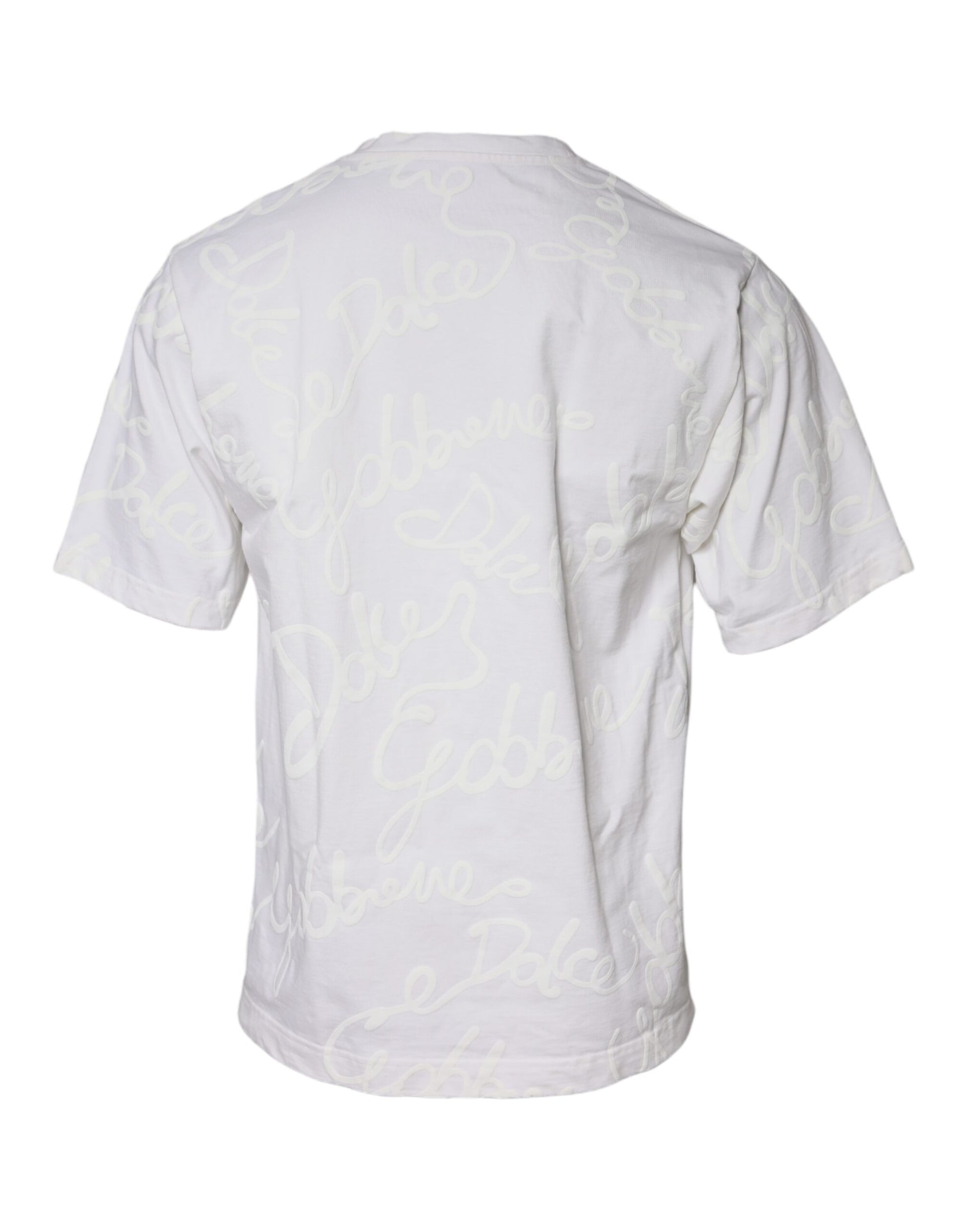 Dolce & Gabbana White Logo Print Cotton Crew Neck T-shirt Dolce & Gabbana