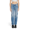 Replay blue cotton mom jeans with a high-waisted fit, classic five-pocket design, and relaxed straight-leg style.