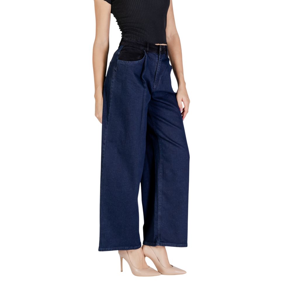 ICHI Blue Cotton Pant ICHI