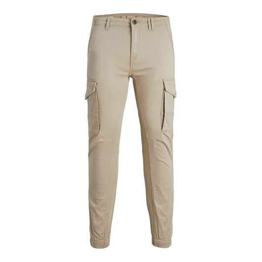 Jack Jones Beige Cotton Pant Jack Jones