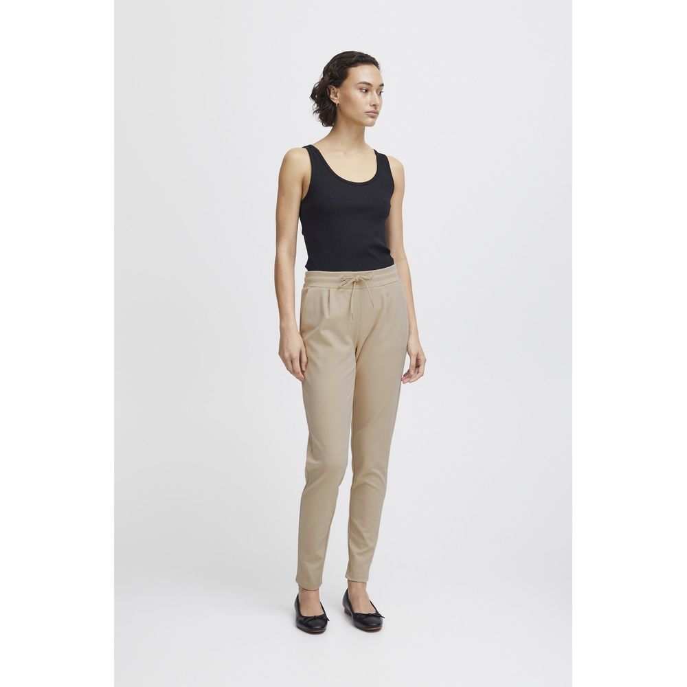 ICHI Beige Polyester Pant ICHI