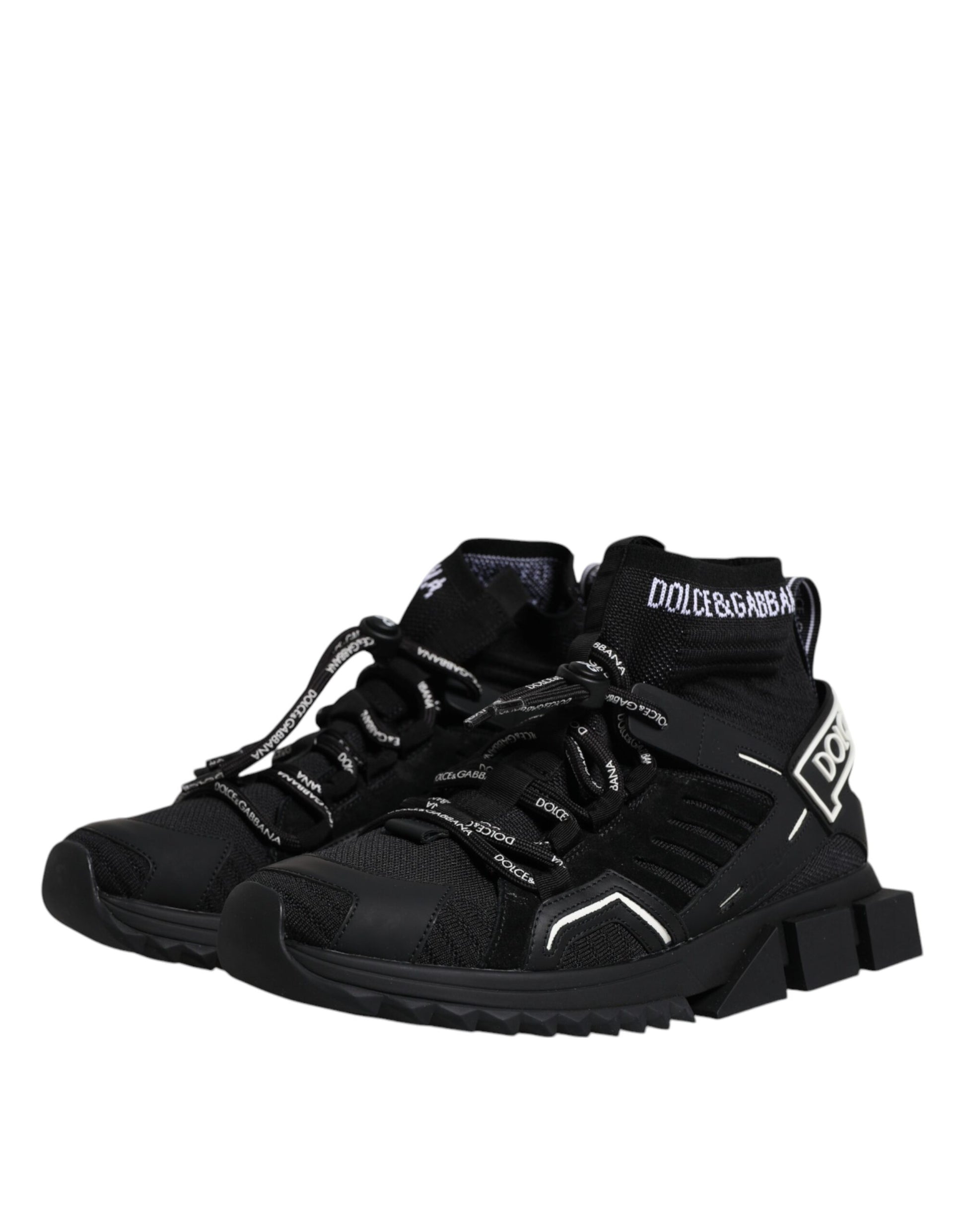 Dolce & Gabbana Black Sorrento Logo Men Sneakers Socks Shoes Dolce & Gabbana