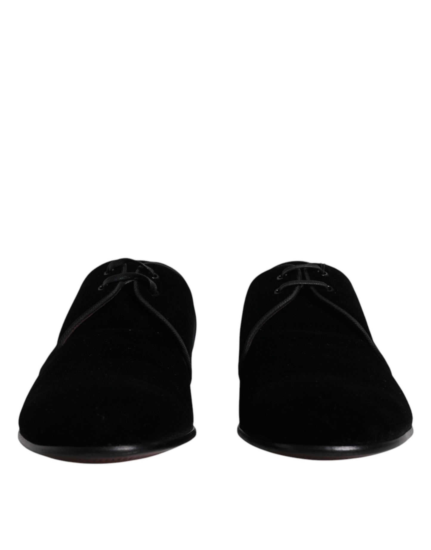 Dolce & Gabbana Black Velvet Leather Lace Up Derby Shoes Dolce & Gabbana