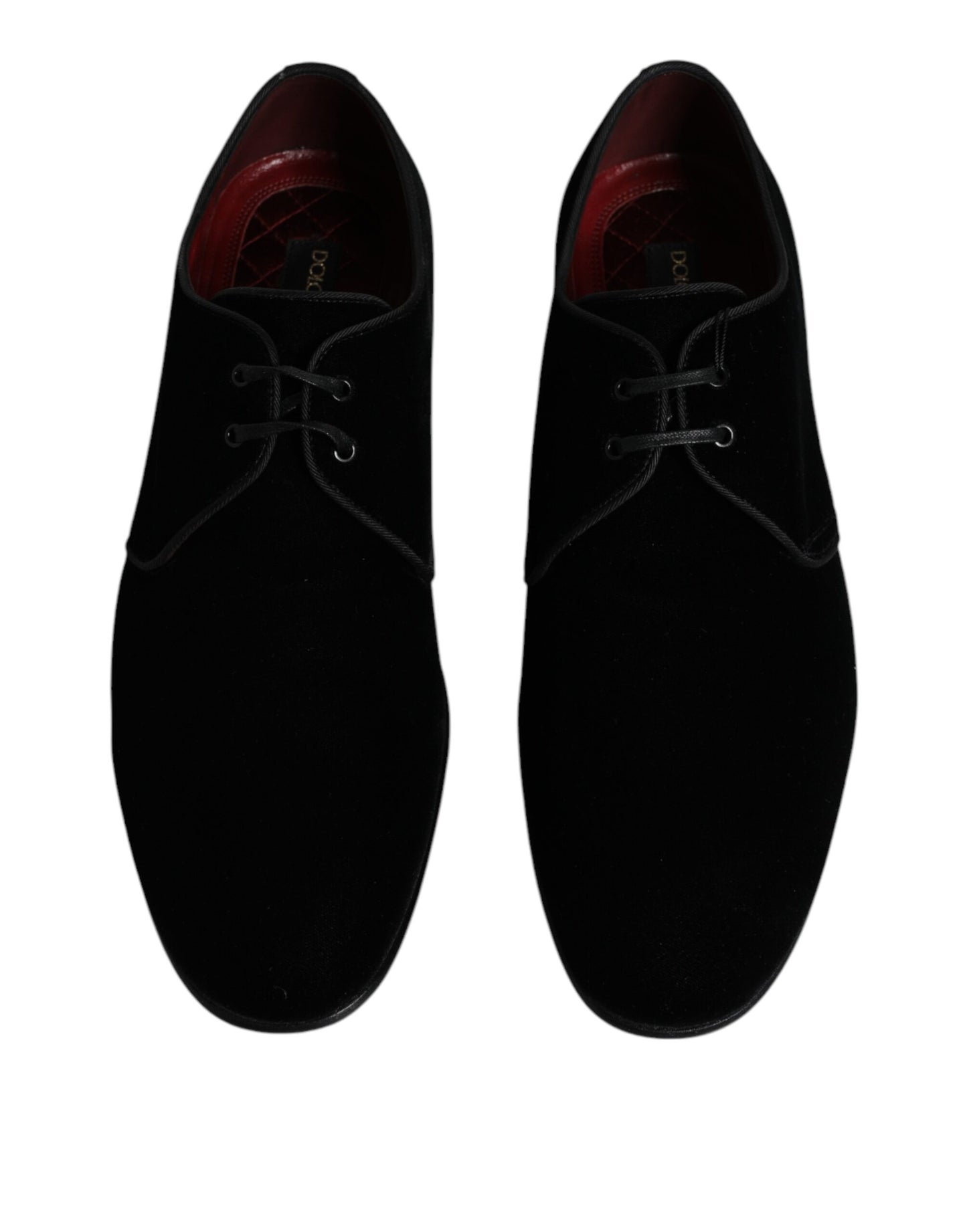 Dolce & Gabbana Black Velvet Leather Lace Up Derby Shoes Dolce & Gabbana