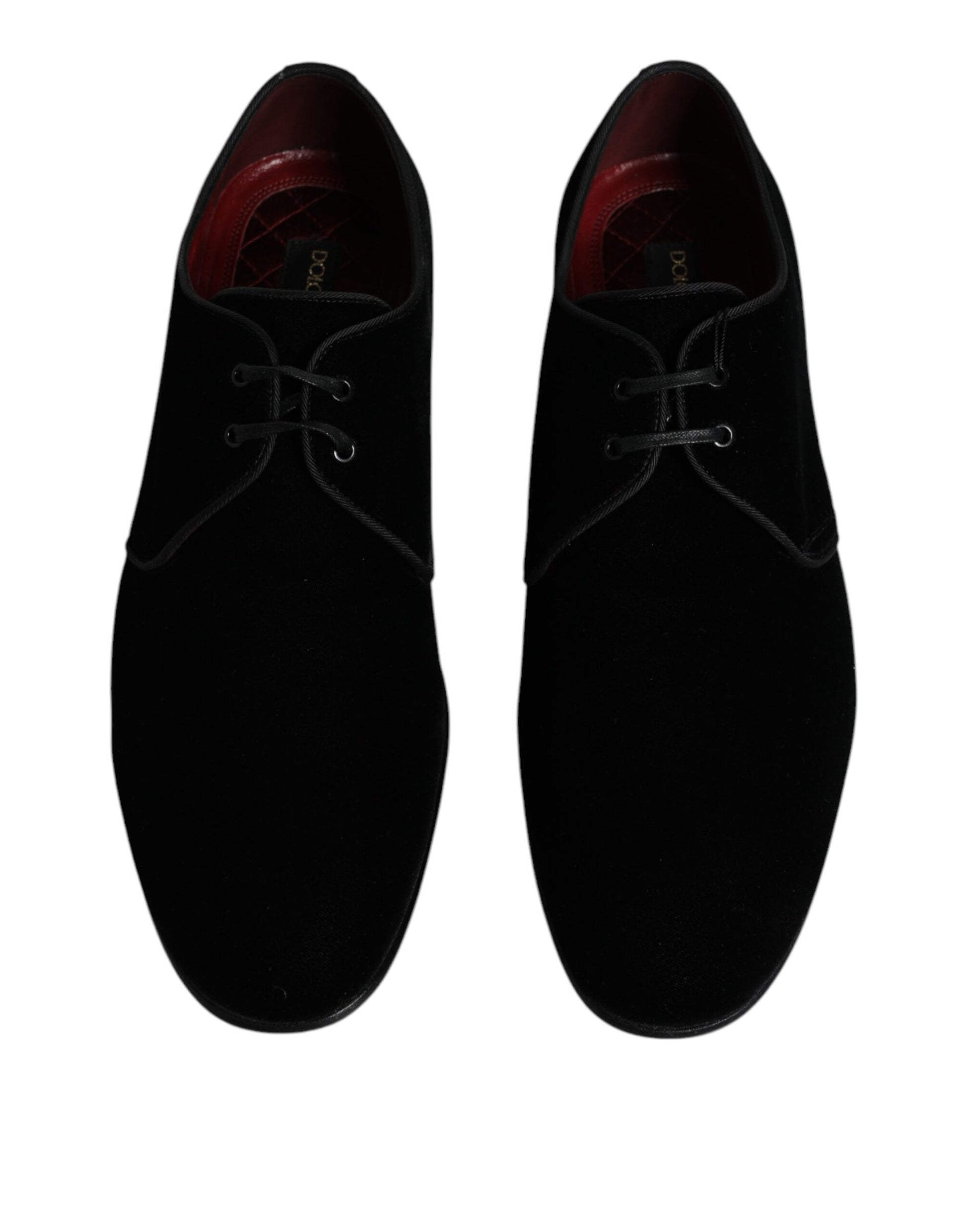 Dolce & Gabbana Black Velvet Leather Lace Up Derby Shoes Dolce & Gabbana
