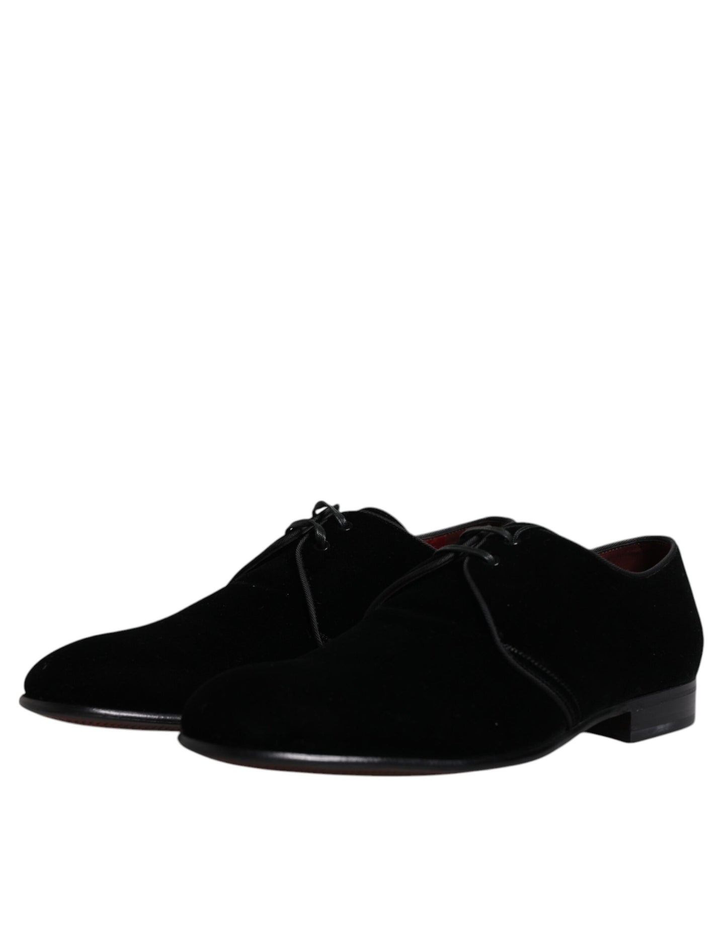 Dolce & Gabbana Black Velvet Leather Lace Up Derby Shoes Dolce & Gabbana