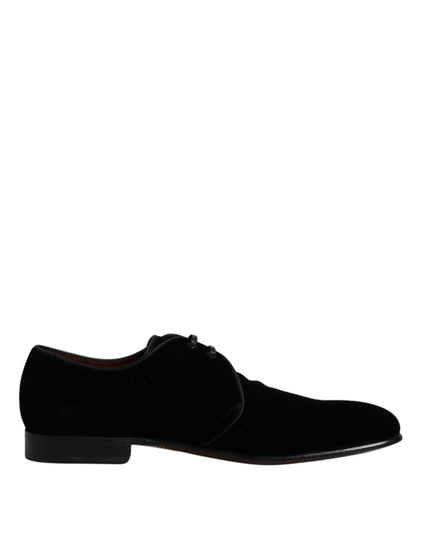 Dolce & Gabbana Black Velvet Leather Lace Up Derby Shoes Dolce & Gabbana