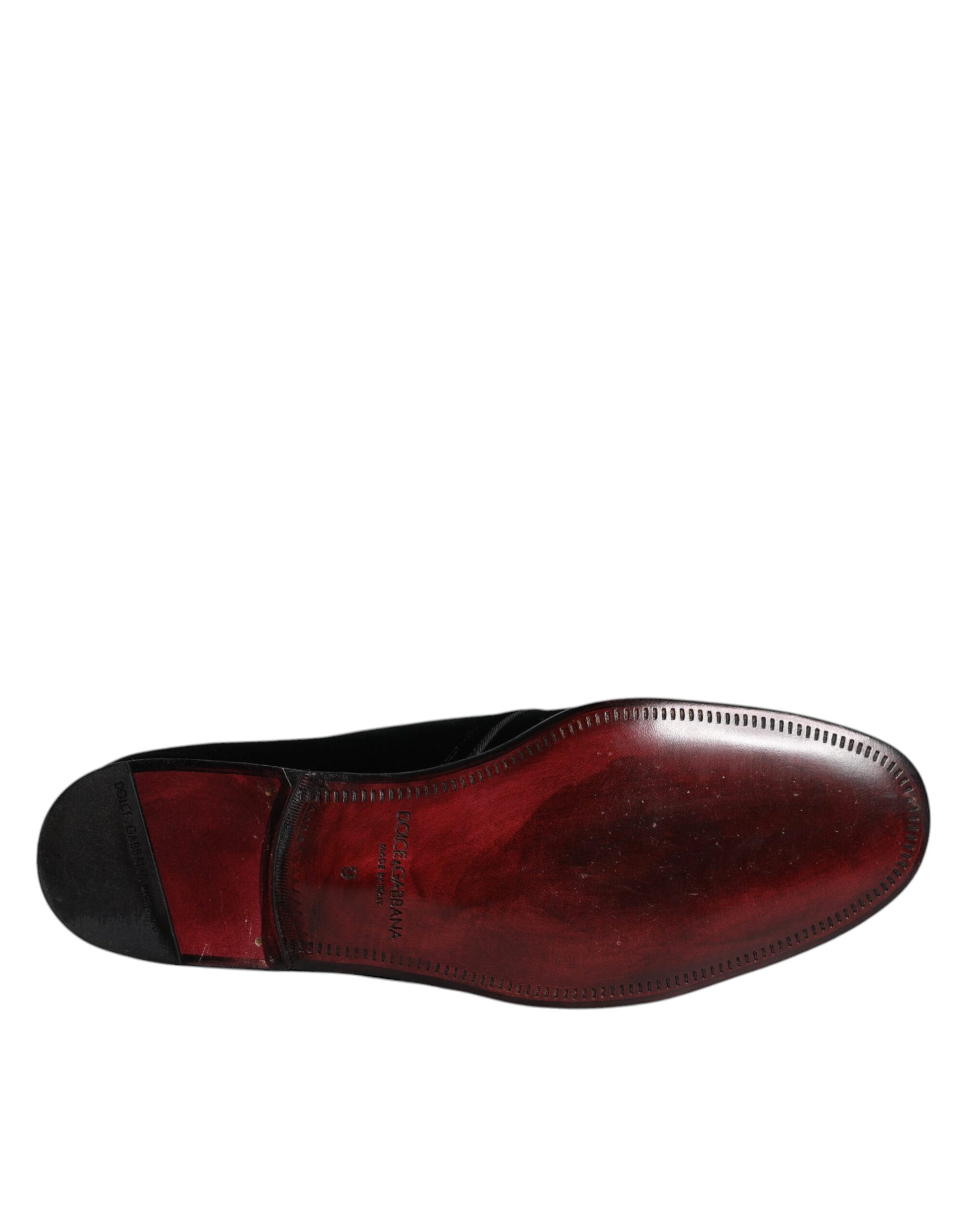 Dolce & Gabbana Black Velvet Leather Lace Up Derby Shoes Dolce & Gabbana