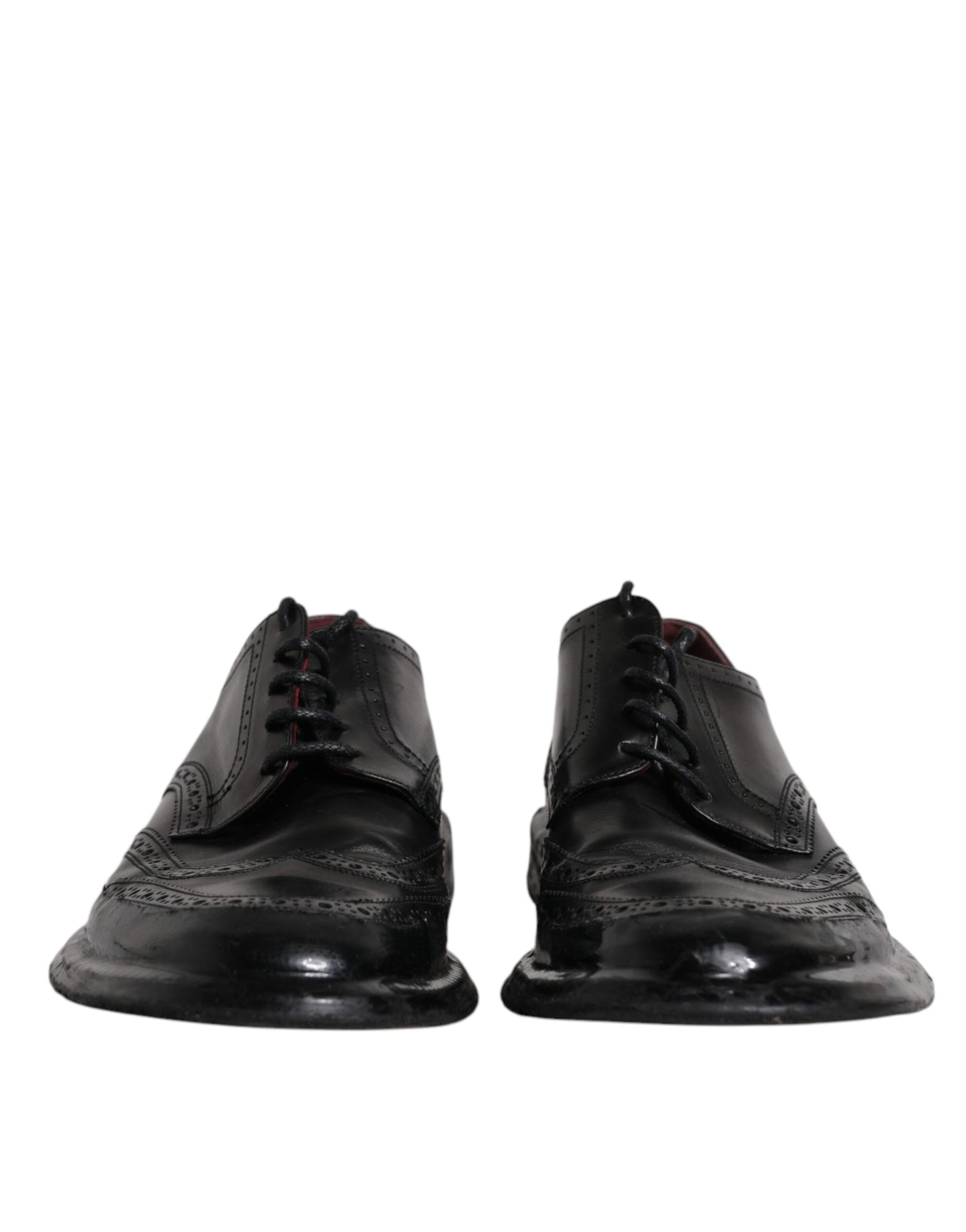 Dolce & Gabbana Black Leather Derby Wingtip Formal Shoes Dolce & Gabbana
