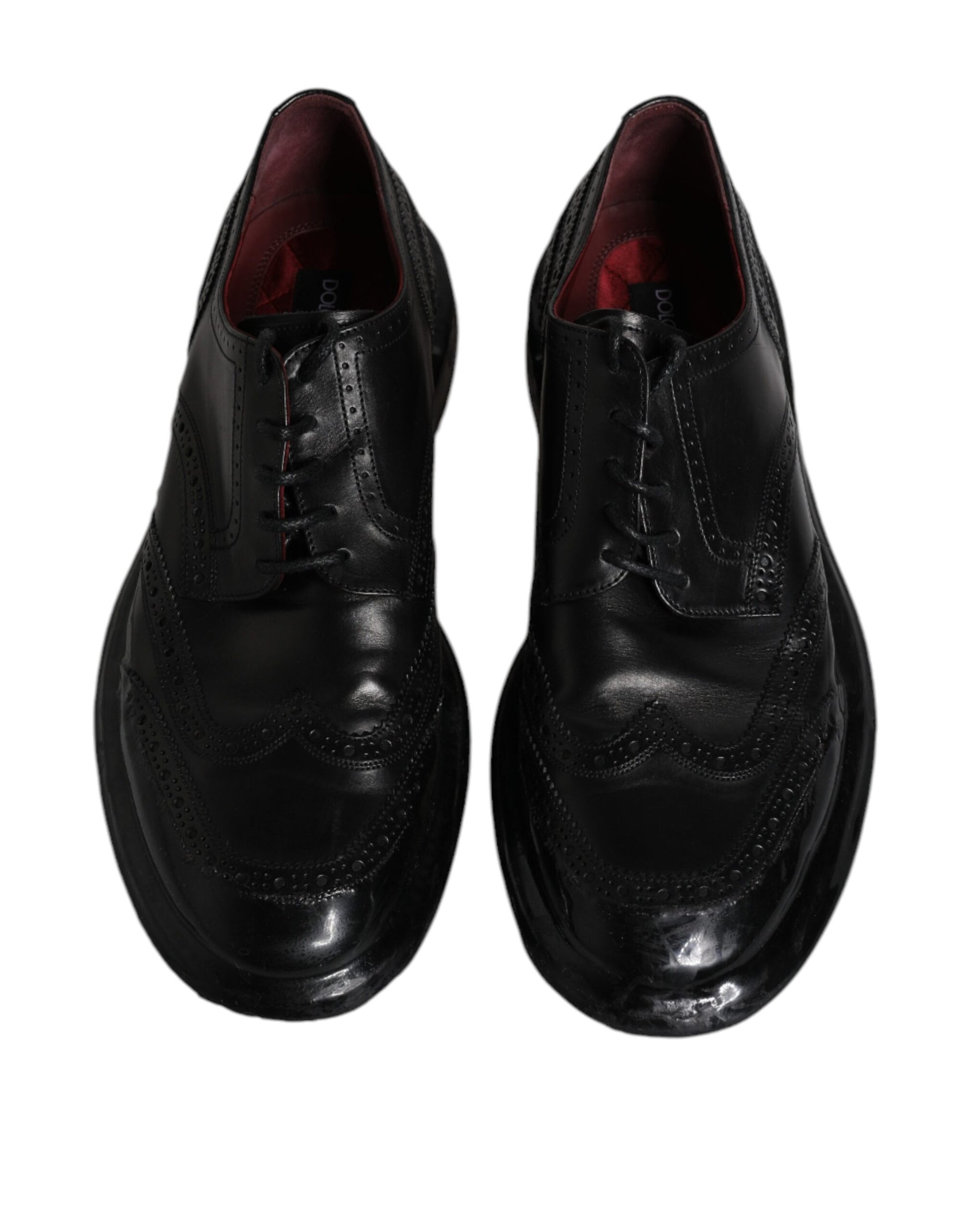 Dolce & Gabbana Black Leather Derby Wingtip Formal Shoes Dolce & Gabbana