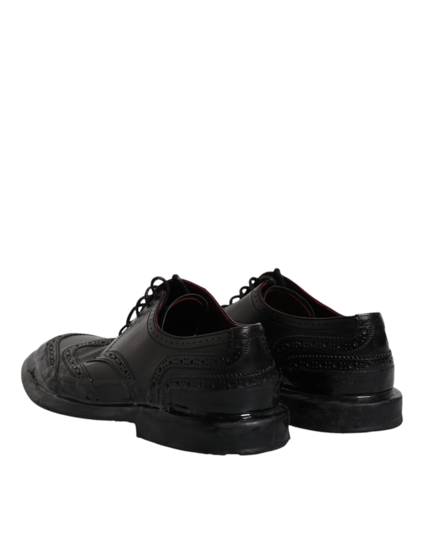 Dolce & Gabbana Black Leather Derby Wingtip Formal Shoes Dolce & Gabbana
