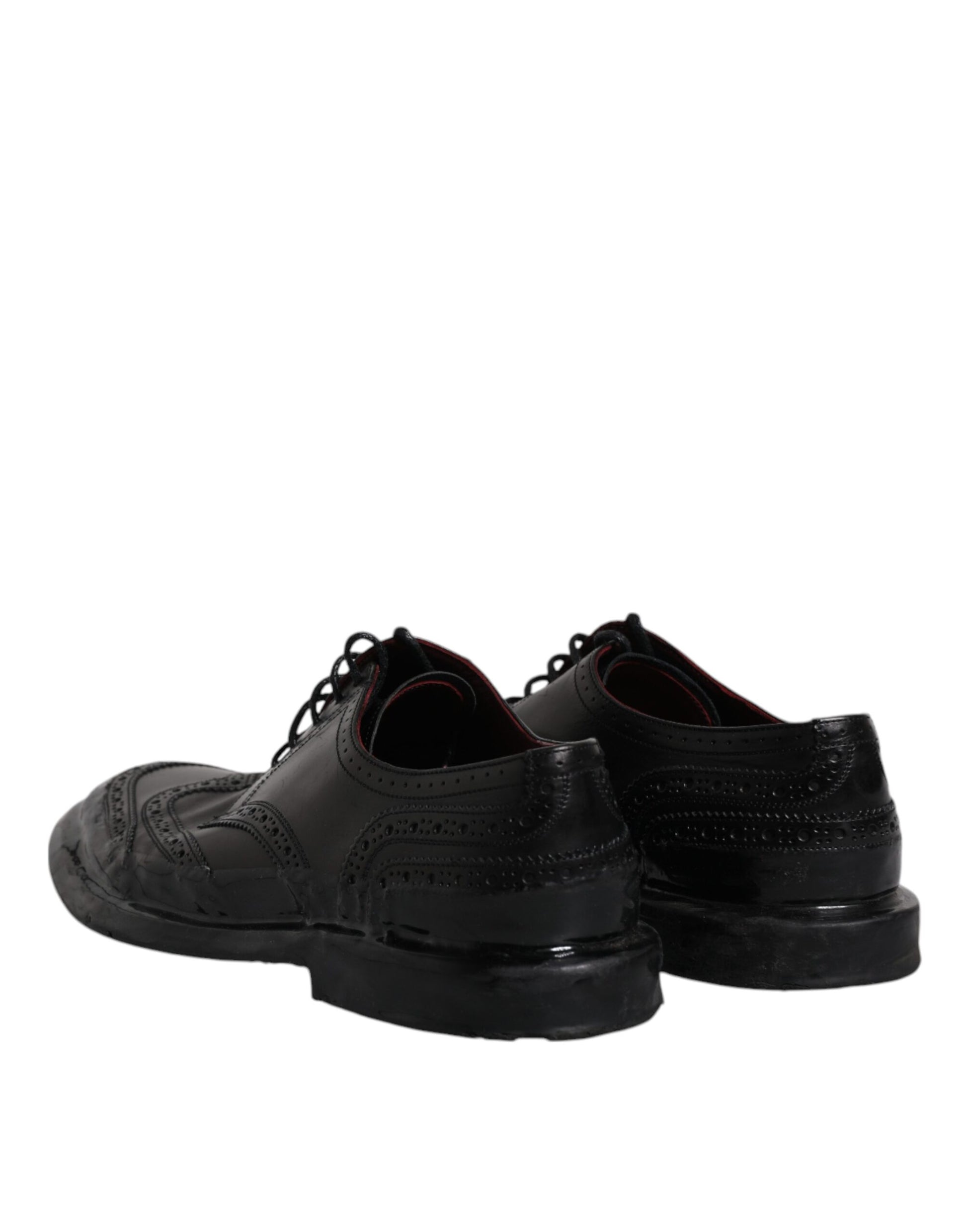 Dolce & Gabbana Black Leather Derby Wingtip Formal Shoes Dolce & Gabbana