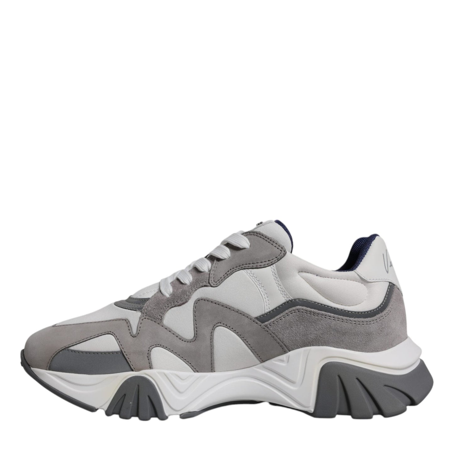 Versace Grey Leather Neoprene Chunky Low Top Squalo Sneakers Shoes Versace