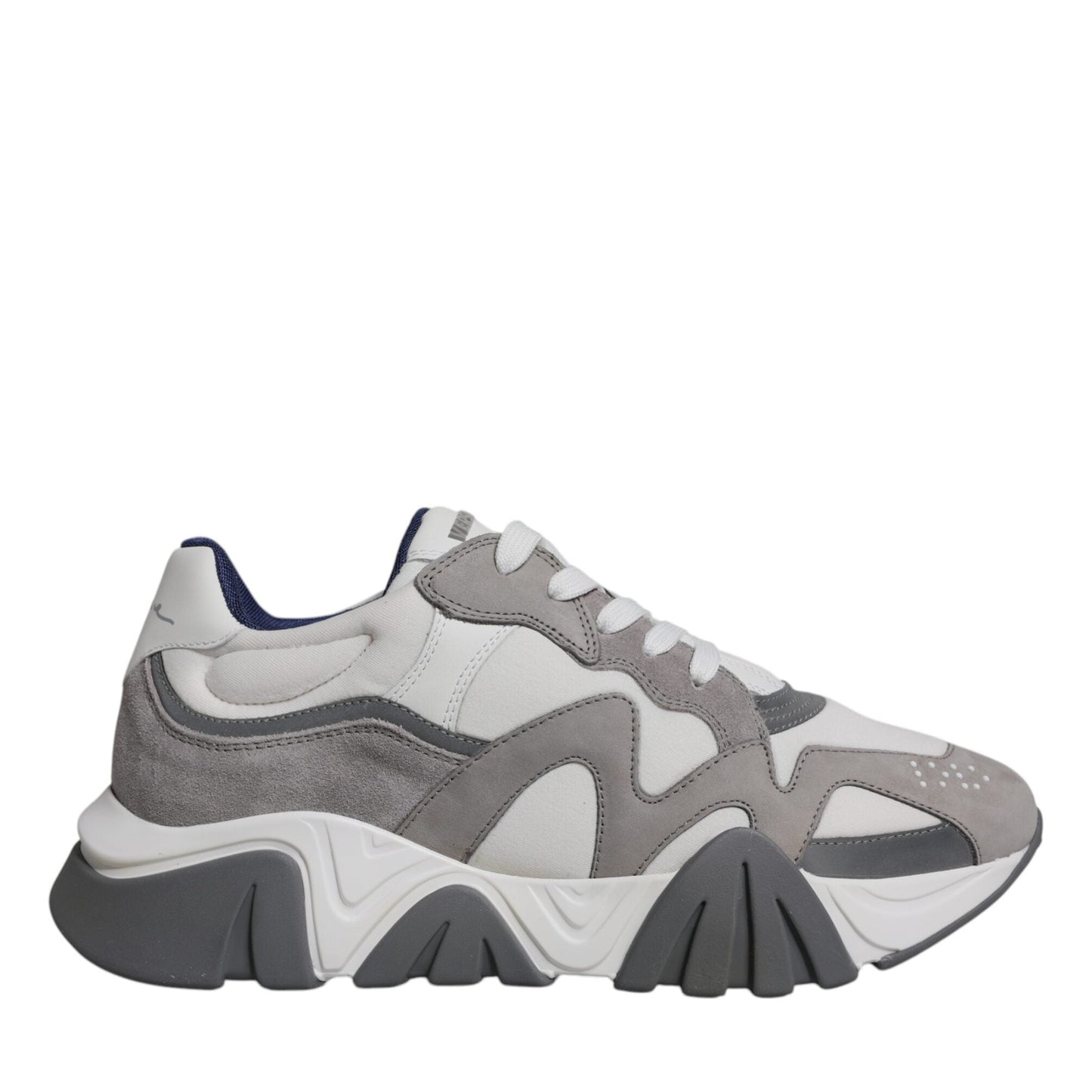 Versace Grey Leather Neoprene Chunky Low Top Squalo Sneakers Shoes Versace