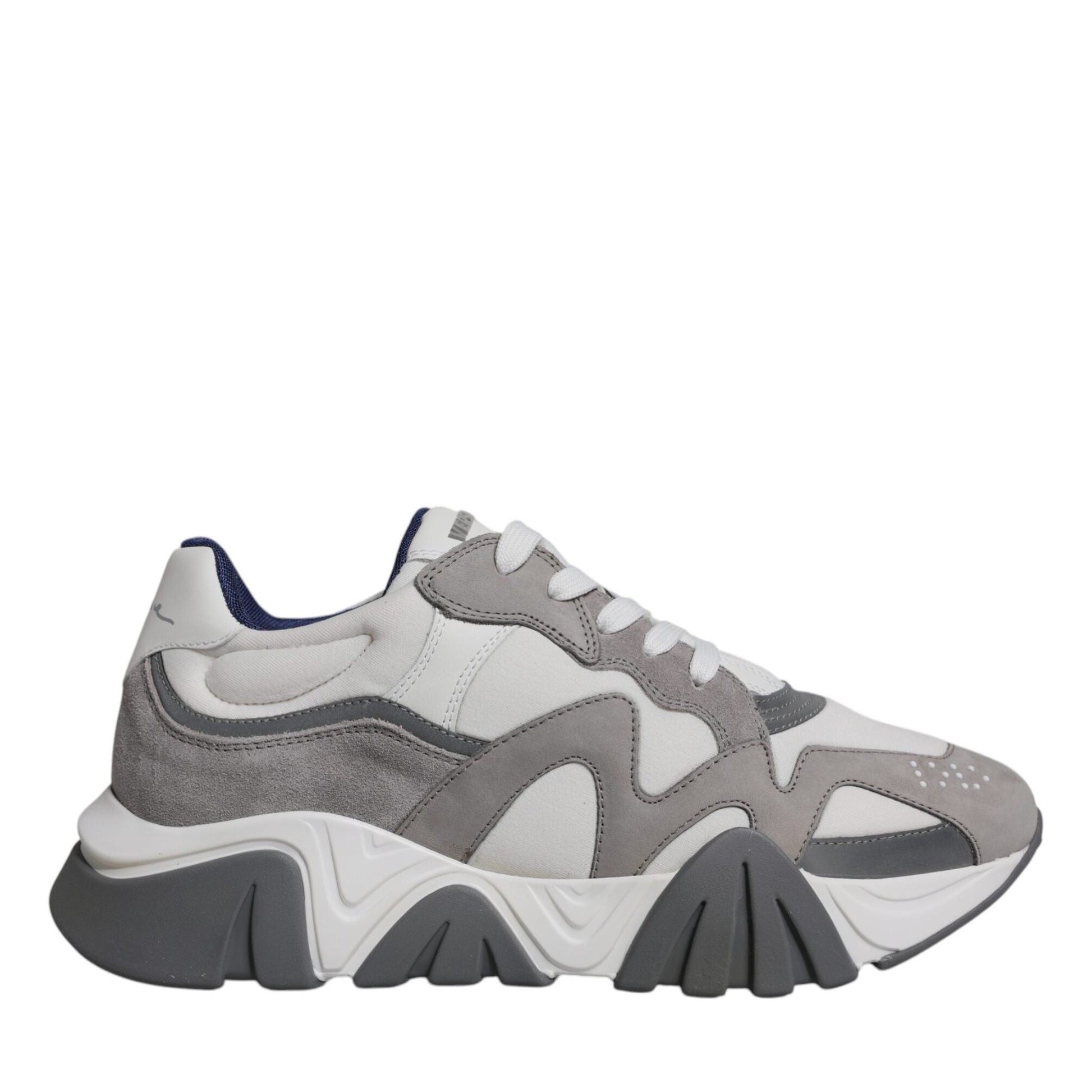 Versace Grey Leather Neoprene Chunky Low Top Squalo Sneakers Shoes Versace