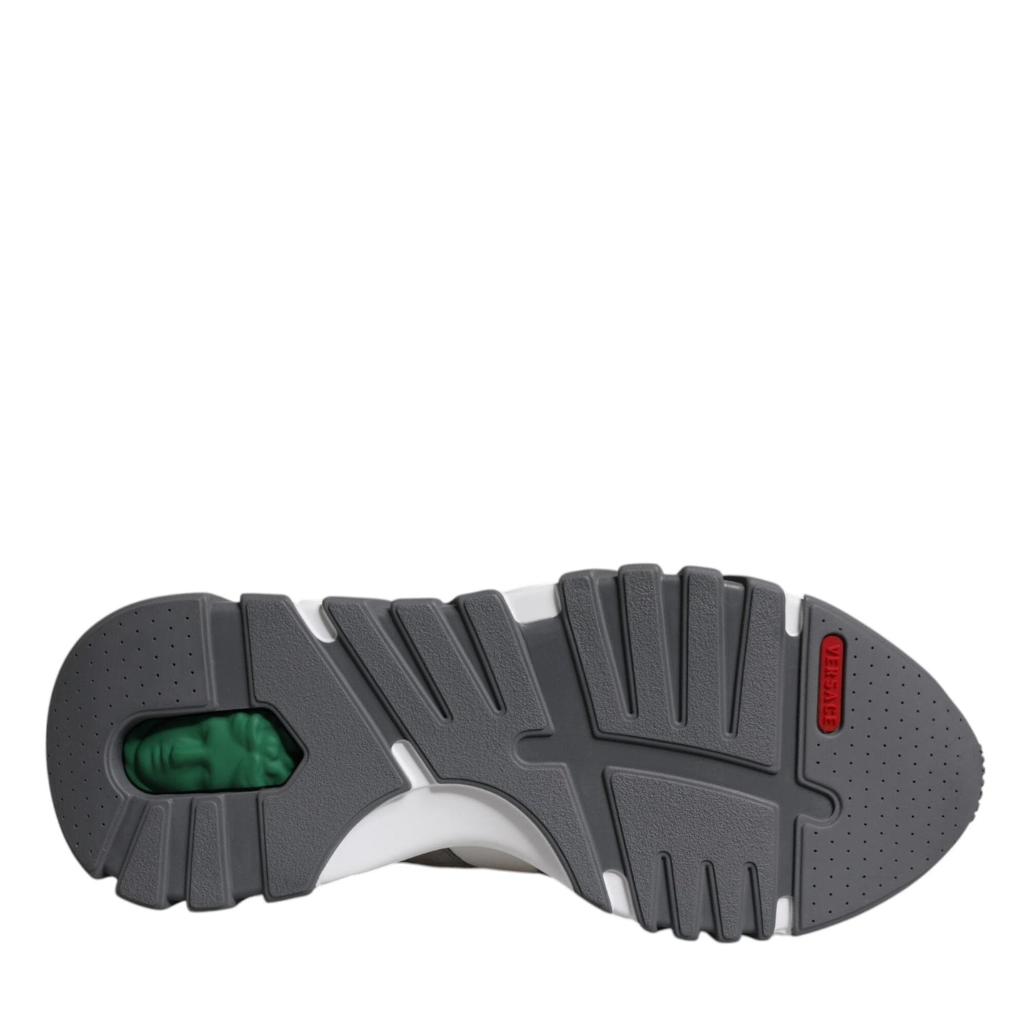 Versace Grey Leather Neoprene Chunky Low Top Squalo Sneakers Shoes Versace