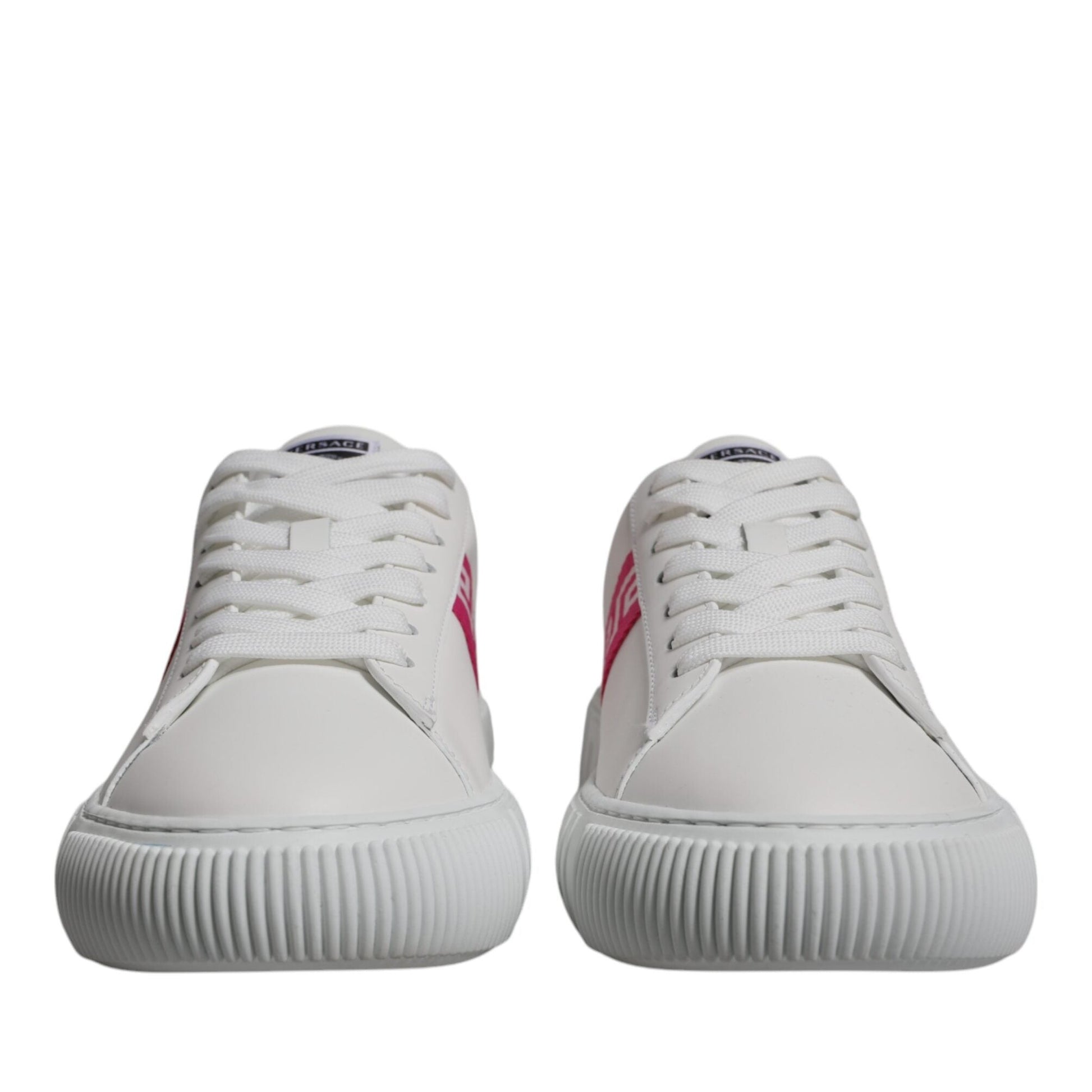 Versace White Pink Greca Print Platform Low Top Sneakers Shoes Versace
