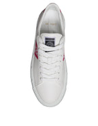 Versace White Pink Greca Print Platform Low Top Sneakers Shoes