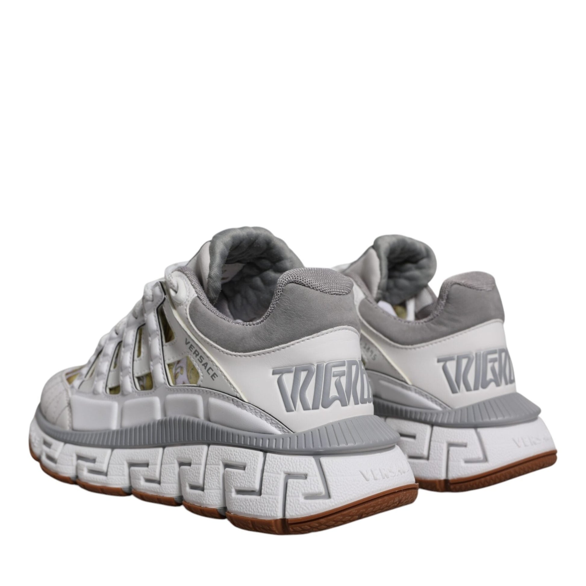 Versace White Trigreca Barocco Print Low Top Sneakers Shoes Versace