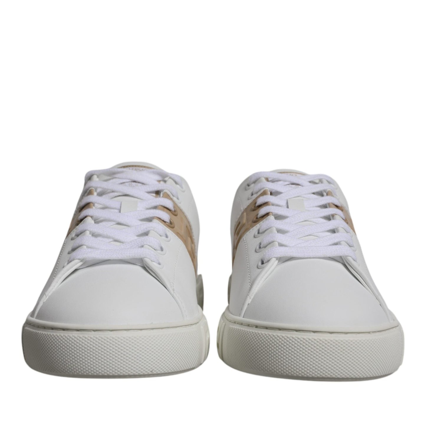 Versace White Brown Greca Print TPU Low Top Men Sneakers Shoes Versace