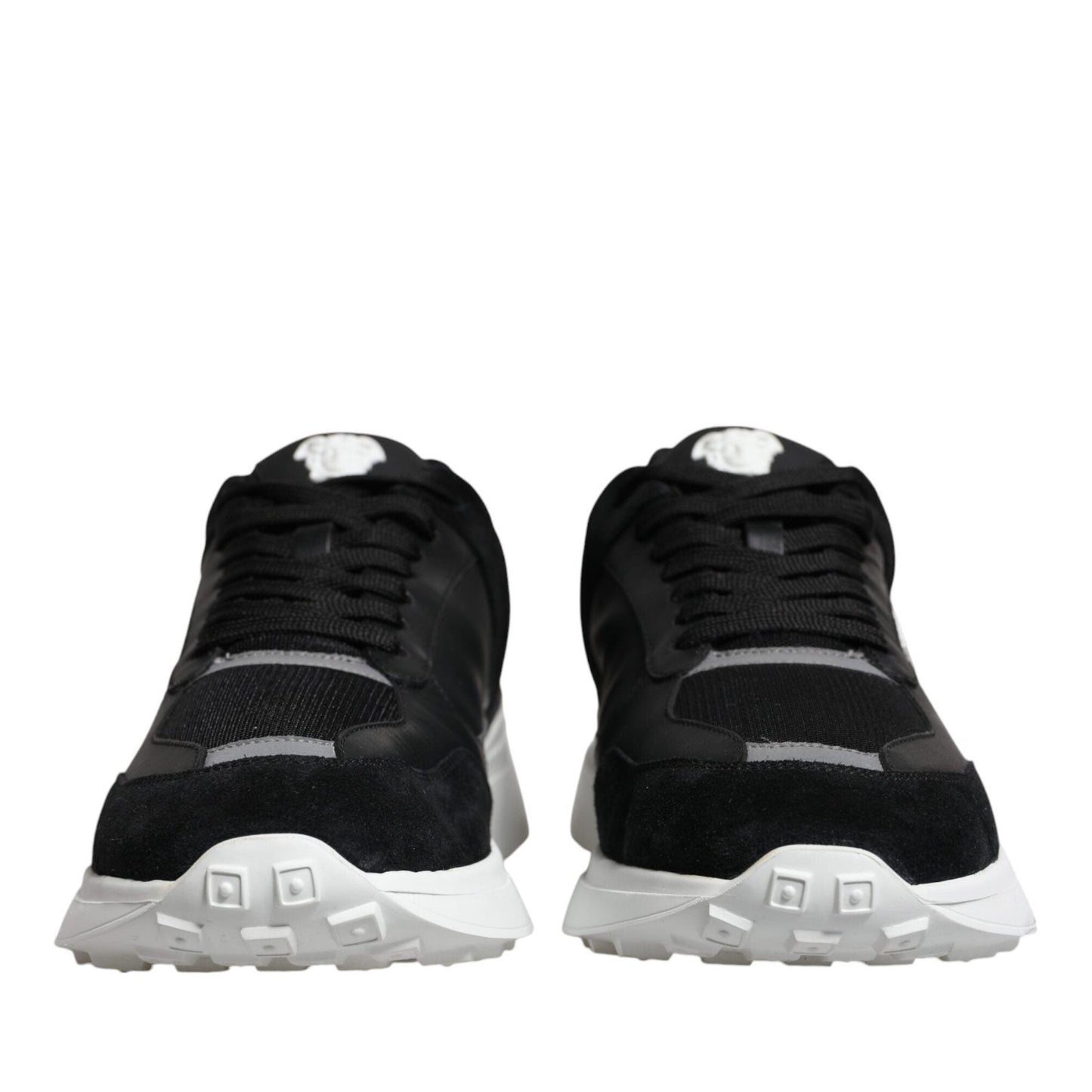 Versace Black Canvas Quad Fabric Medusa Low Top Sneaker Shoes Versace