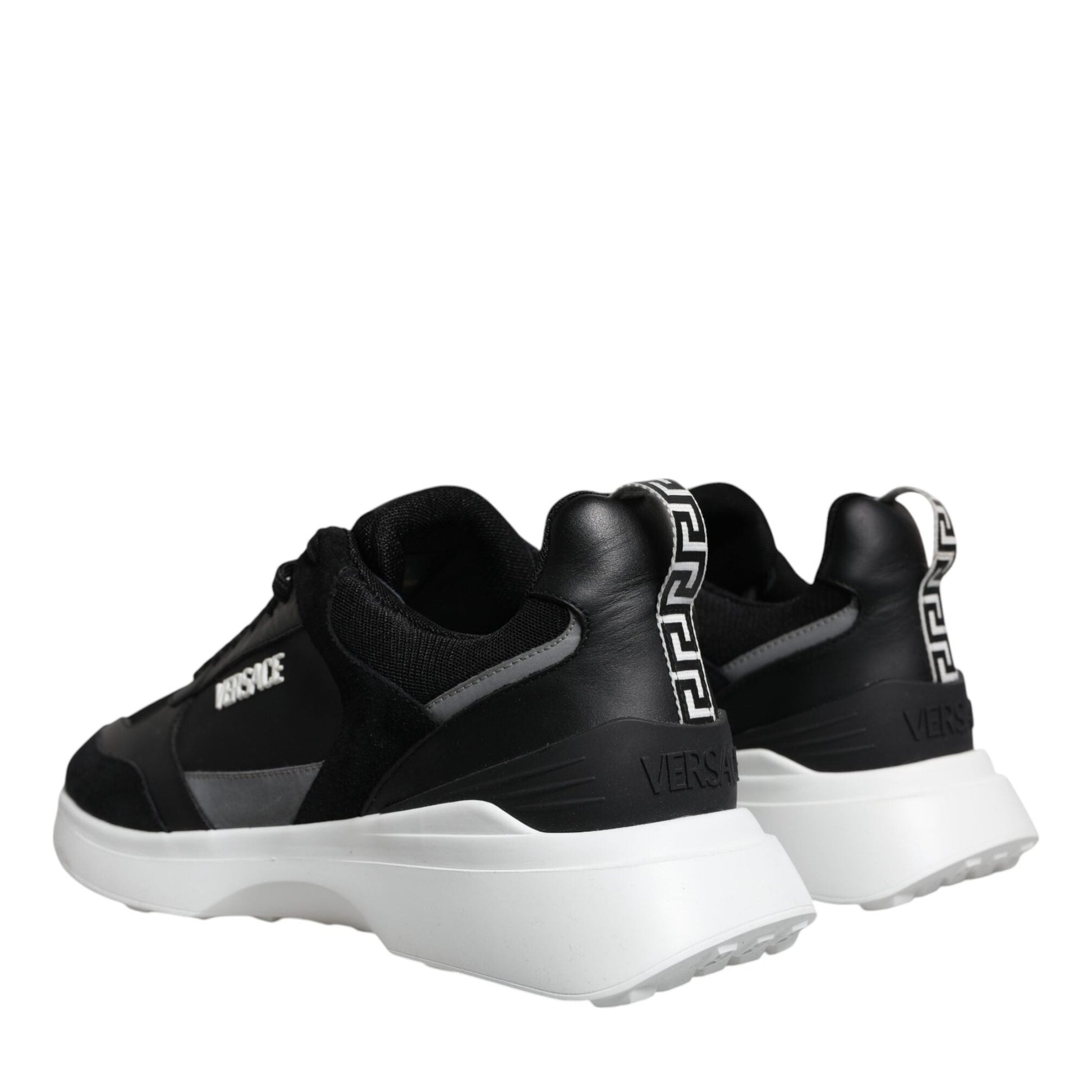 Versace Black Canvas Quad Fabric Medusa Low Top Sneaker Shoes Versace