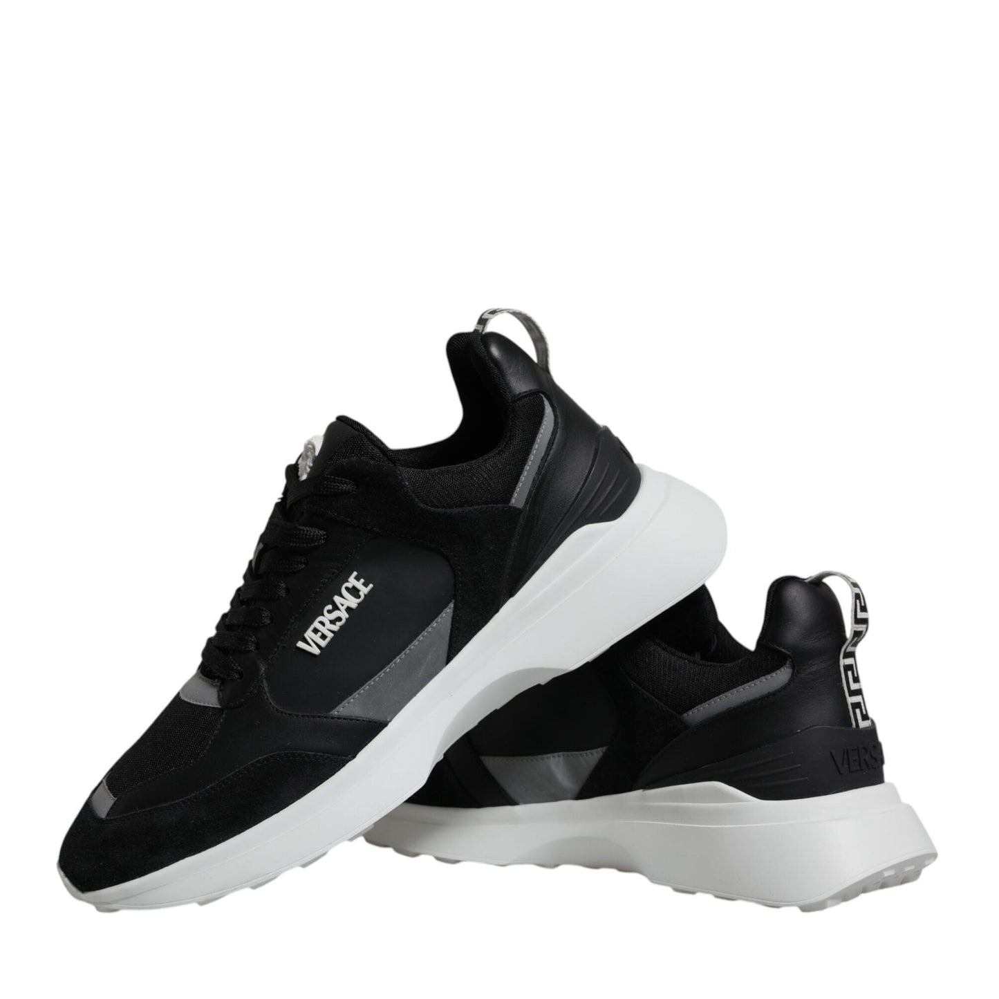 Versace Black Canvas Quad Fabric Medusa Low Top Sneaker Shoes Versace