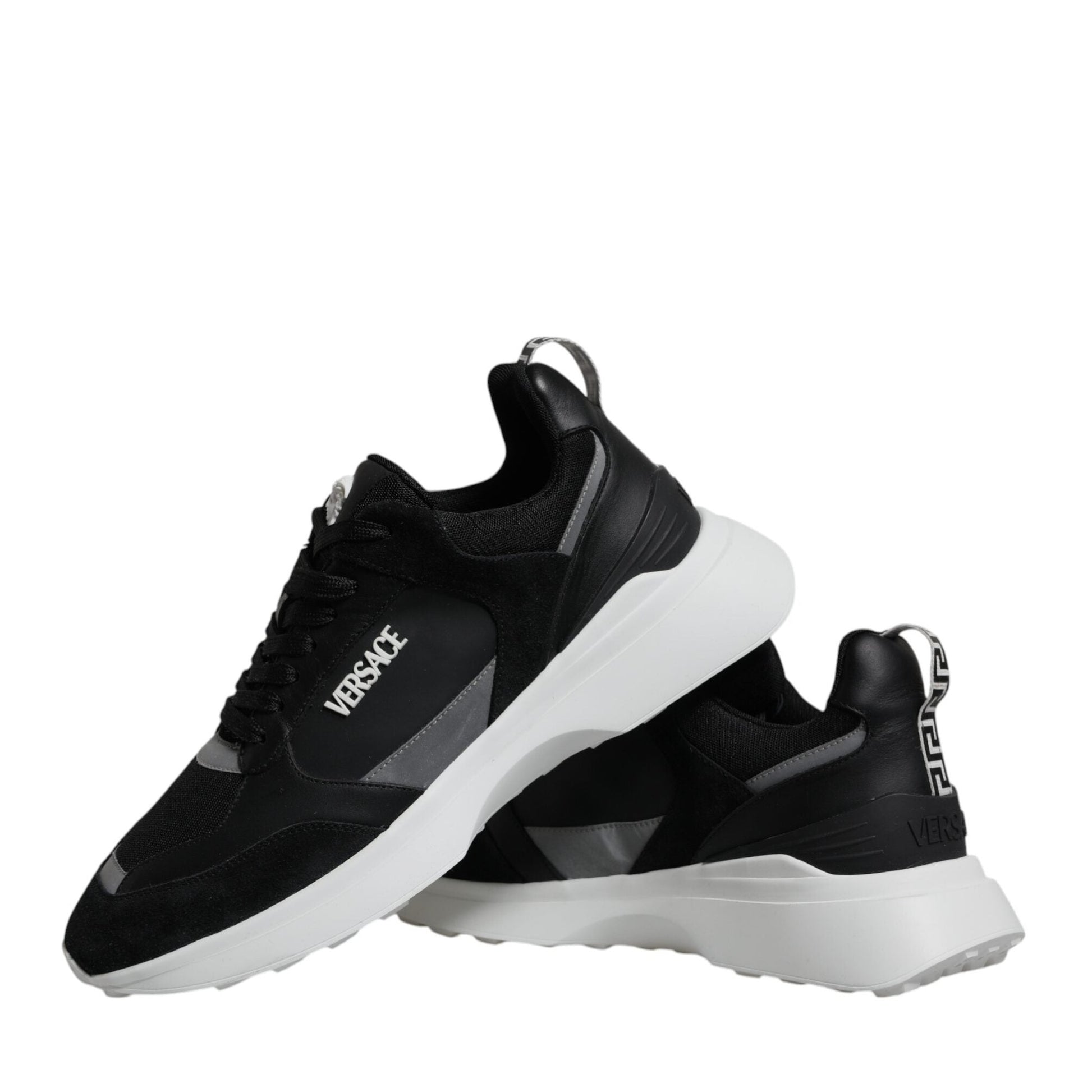 Versace Black Canvas Quad Fabric Medusa Low Top Sneaker Shoes Versace